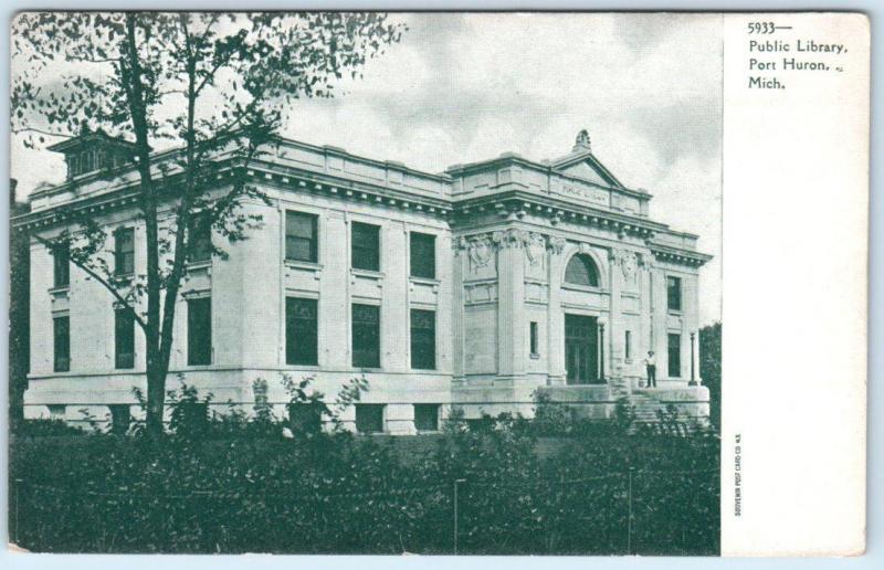 PORT HURON, Michigan  MI    PUBLIC LIBRARY  ca 1900s  UDB   Postcard