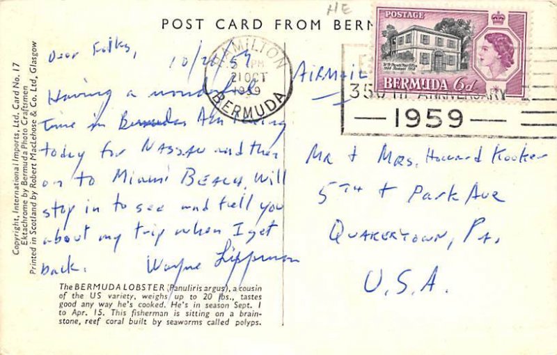 Bermuda Lobster 1959 