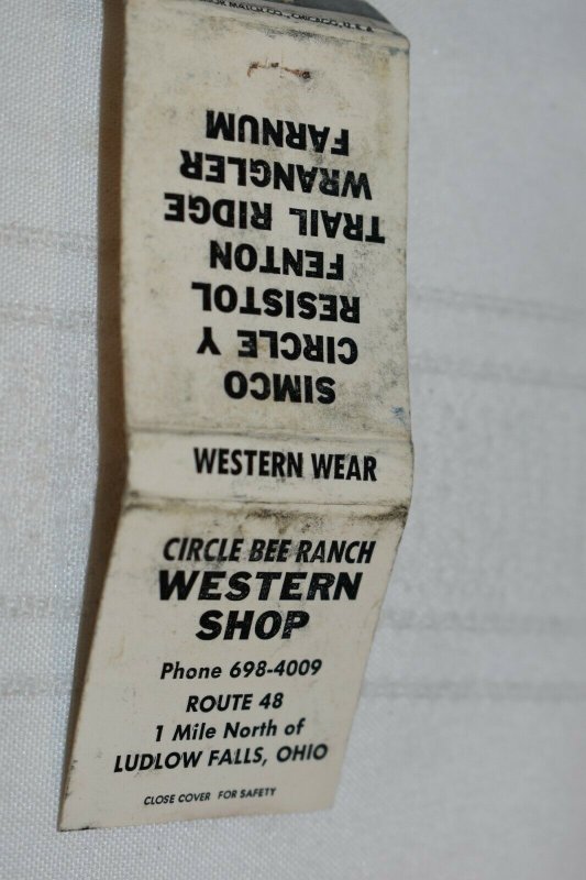 Circle Bee Ranch Western Shop Advertising 20 Strike Matchbook Cover