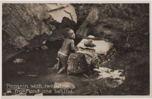 Piccanin Child In Cave South African Real Photo Rare Postcard