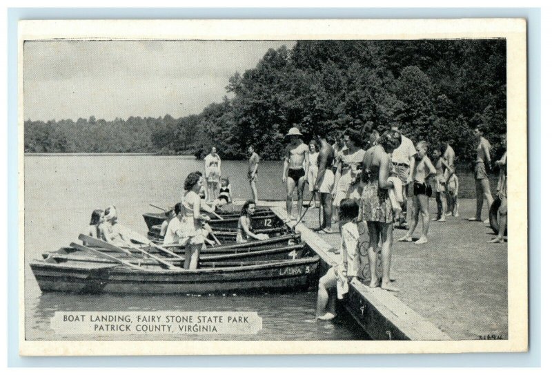 1911 Boat Landing in Fairy Stone State Park, Patrick County Virginia VA Postcard 