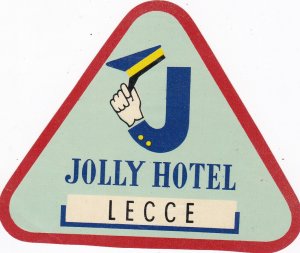 Italy Lecce Jolly Hotel Vintage Luggage Label sk2300