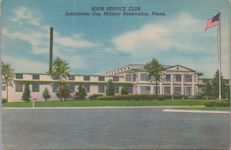 Postcard Main Service Club Indiantown Gap Military Reservation PA