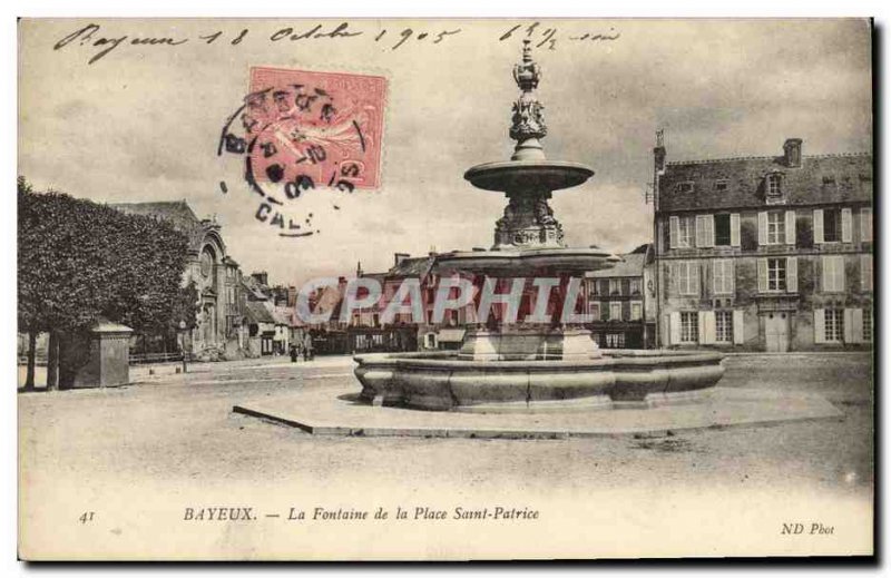 Old Postcard Bayeux Fountain Place Saint-Patrice