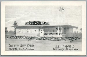 CANADA MONTREAL ALOUETTE AUTO COURT STEAK HOUSE VINTAGE REAL PHOTO POSTCARD RPPC