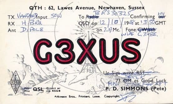 Newhaven Sussex QSL Amateur Radio 1960s Postcard