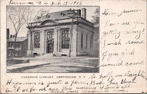 USA Carnegie Library Amsterdam New York Vintage Postcard C043