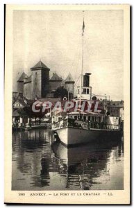 Annecy Old Postcard The harbor and castle (boat)