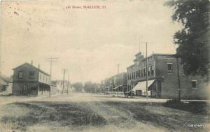 1914 SHELDON, ILLINOIS 4th Streeet postcard 12185