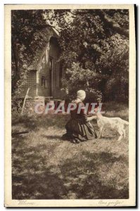 Postcard Old Woman Velunve Chevre