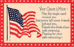 Patriotic Greetings USA Flag Your Cause is mine Star Border Postcard JE229679