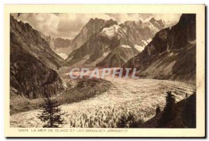 Old Postcard The sea ice and the Grandes Jorasses