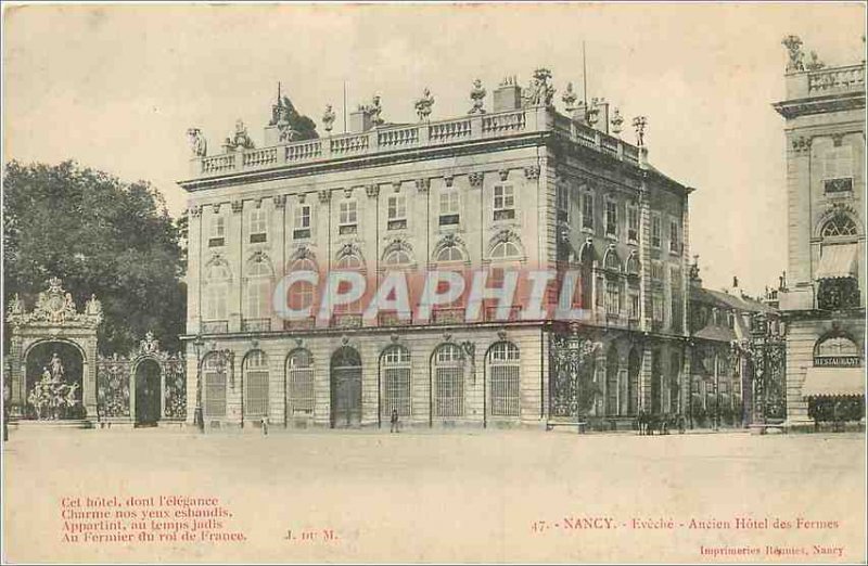 Old Postcard Nancy Eveche Ancien Hotel forms