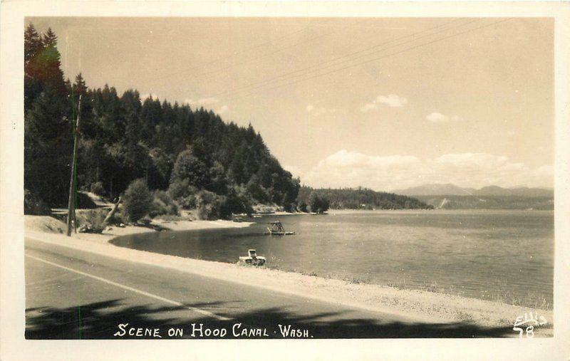 Hood Canal Washington 1940s Waterfront Scene RPPC real photo postcard 7733 Ellis