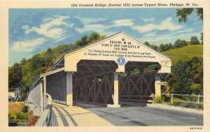 Vintage Postcard Old Covered Bridge Across Tygart River Philippi WV Barbour CO