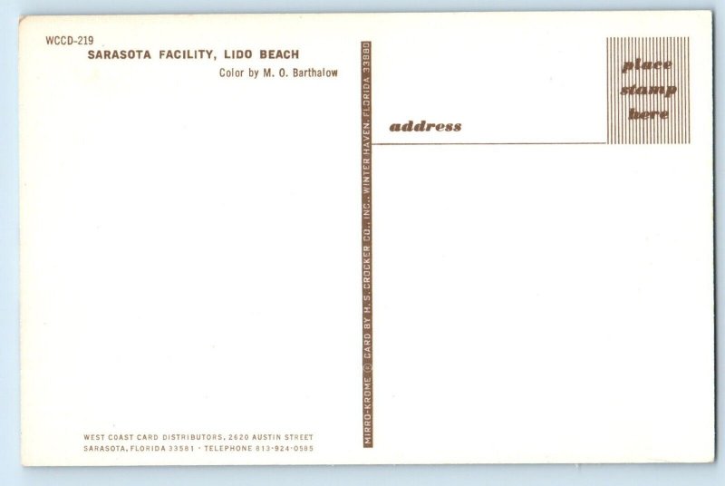 c1960 Sarasota Florida FL Postcard Facility Lido Beach Municipal Resort Building