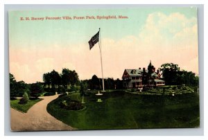 Vintage 1910's Postcard E.H. Barney Pecousic Villa Forest Park Springfield MA