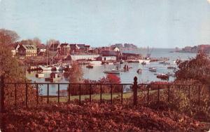 CAMDEN, ME Maine  INNER HARBOR VIEW Boats~Waterfront Homes  1956 Chrome Postcard
