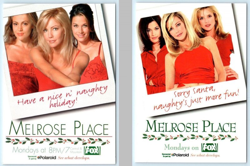 2 Postcards MELROSE PLACE ~ TV Series HEATHER LOCKLEAR Christmas 1997 ~ 4x6