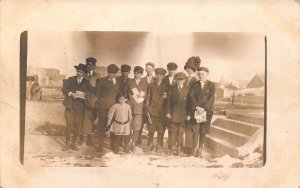 Real Photo, RPPC, Children and Teacher,  Blunt, SD, ,Old Postcard