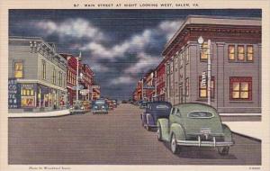 Main Street At Night Looking West Salem Virginia