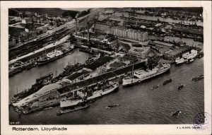 Rotterdam Netherlands Lloyd Shipping Wharf Vintage Real Photo Postcard