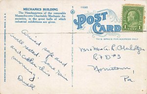 Mechanics Building, Boston, Massachusetts, Early Postcard, Used