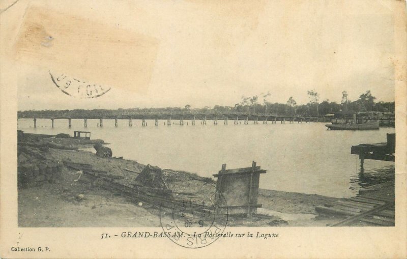 Cote d'Ivoire Postcard Grand-Bassam The Lagoon Footbridge image