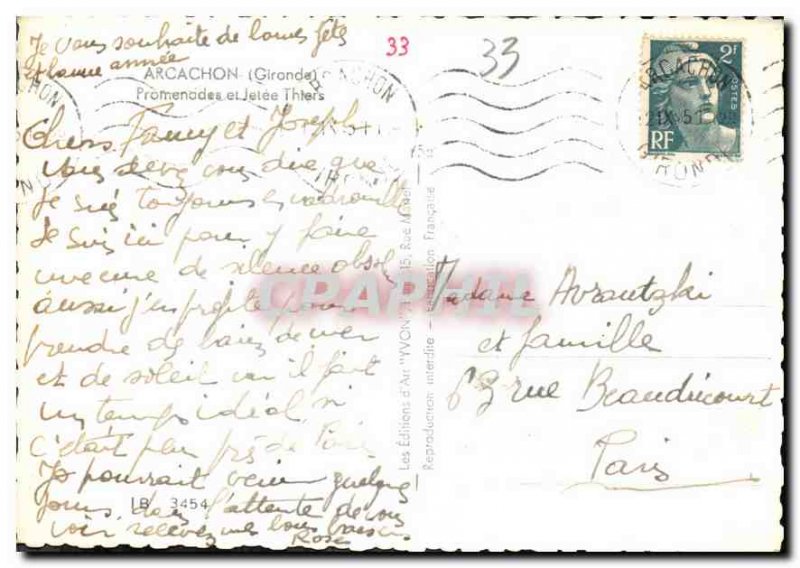 Modern Postcard Arcachon Gironde Walks and Jetee Thiers