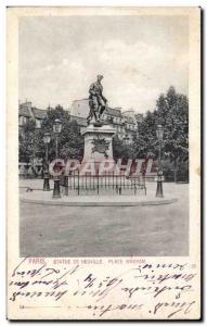 Old Postcard Paris Statue of Neuville Place Wagram