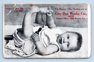 Adorable Baby Advertising City Dye Works Seattle WA Blank Back UNP Postcard C17