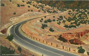 Highway Route 66 Tijeras Canyon New Mexico Southwest Teich linen Postcard 12929