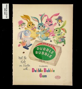 1953 Fleer's Dubble Bubble Gum Rabbits Vintage Print Ad 015737