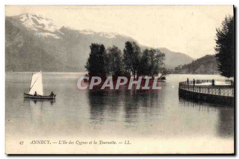 Old Postcard Annecy The Swan Islands and the Spinner