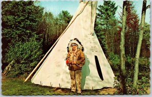 Postcard c1960s Greetings From Georgetown Ontario Native Indian Chief Tepee