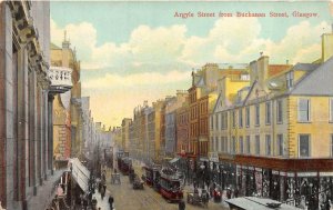 ARGYLE STREET FROM BUCHANAN STREET GLASGOW SCOTLAND TROLLEY POSTCARD (c. 1910)