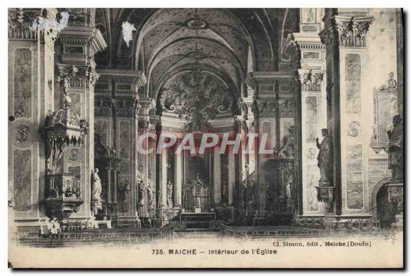 Postcard Old Maiche Interior L & # 39Eglise