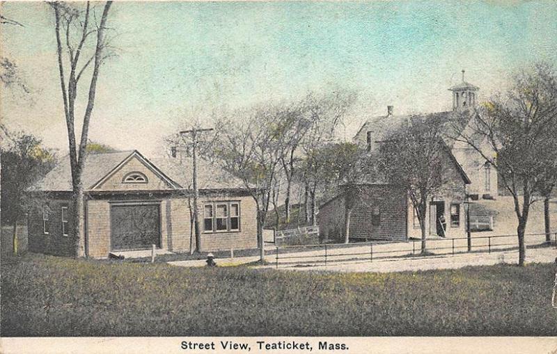 Teaticket MA Cape Cod Street View 1932 Postcard