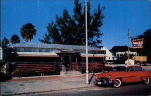 ST PETERSBURG FL Spurlock's Diner CLASSIC RED CAR Old Postcard
