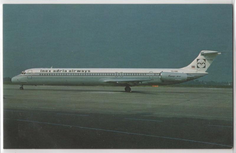 Inex Adria Airways Super 80 Jet On Tarmac Michel Moskal Aircraft Postcard