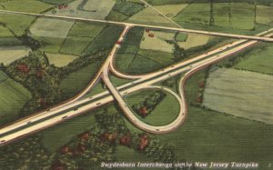 Vintage Postcard Aerial View Of Swedesboro Interchange On Turnpike New Jersey NJ