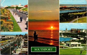 Southport Multiview Marine Lake Gardens Rotton Row Promenade Color Postcard