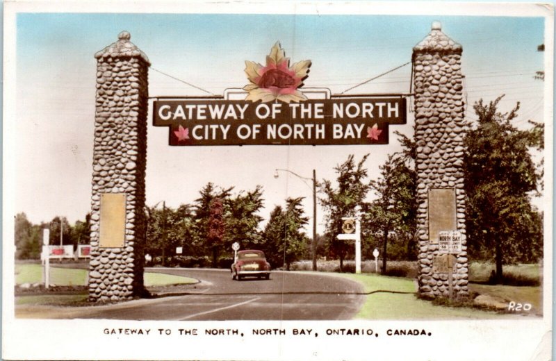 1950s Gateway of the North North Bay Ontario Canada Postcard