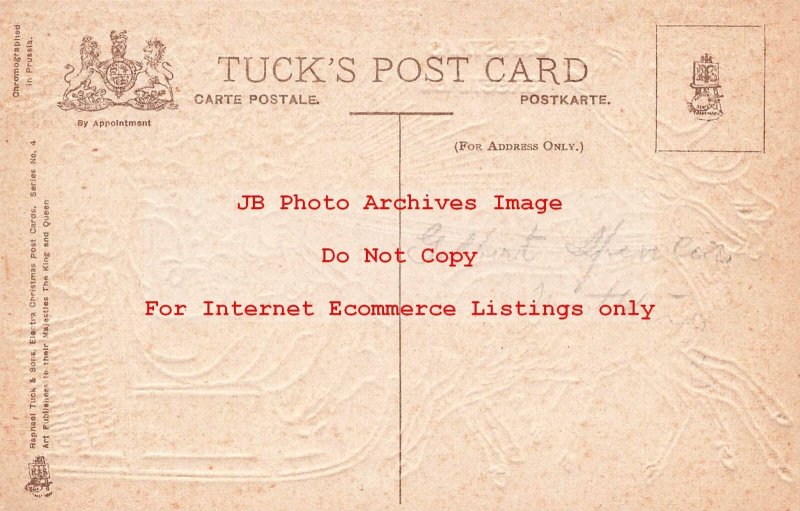 Christmas, Tuck No 4-1, Blue Robe Driving Reindeer Drawn Sleigh