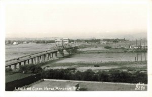 C.1940's Old Cars Lewis and Clark Hotel Steel Bridge Missouri River RPPC 2T5-180