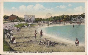 Springfield MA, RIVERSIDE AMUSEMENT PARK, 1921, Roller Coaster Teich, Beach