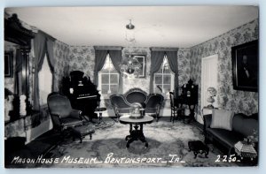 Bentonsport Iowa IA Postcard RPPC Photo Mason House Museum Interior 1963 Vintage