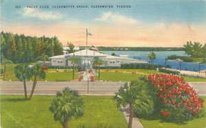 Clearwater Florida Clearwater Beach, Yacht Club Linen 1949 Postcard Used