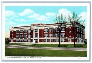 Norfolk Nebraska NE Postcard New High School Building Campus c1930's Vintage