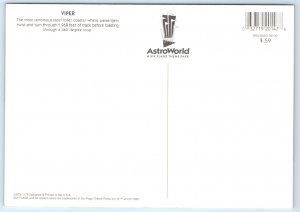 ASTROWORLD, Houston TX ~ Amusement Park VIPER Roller Coaster 5x7~1999 Postcard